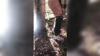 Filthy Arabic XXX gal in hijab takes pants off to pee in the forest