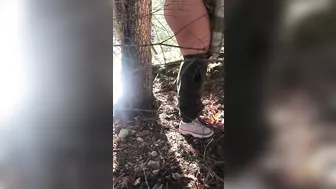 Filthy Arabic XXX gal in hijab takes pants off to pee in the forest