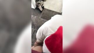 Perverted XXX Santa gets on the knees to lick young Turkish pussy