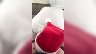 Perverted XXX Santa gets on the knees to lick young Turkish pussy