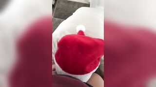 Perverted XXX Santa gets on the knees to lick young Turkish pussy