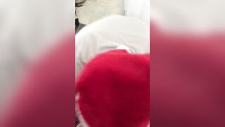 Perverted XXX Santa gets on the knees to lick young Turkish pussy