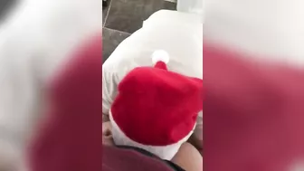 Perverted XXX Santa gets on the knees to lick young Turkish pussy