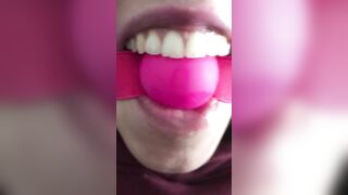 Perverted Arab XXX mom with a gagball is ready to be fucked hard