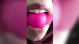 Perverted Arab XXX mom with a gagball is ready to be fucked hard
