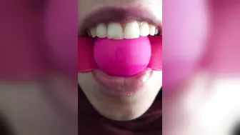 Perverted Arab XXX mom with a gagball is ready to be fucked hard