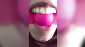 Perverted Arab XXX mom with a gagball is ready to be fucked hard