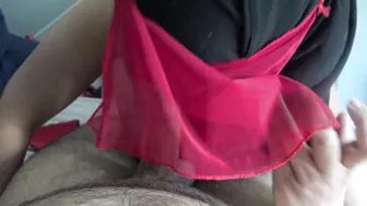 Egyptian XXX wife in sexy lingerie hides her face when blowing cock