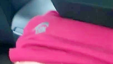 Lustful man jerks off his XXX dick to the female driver in the car