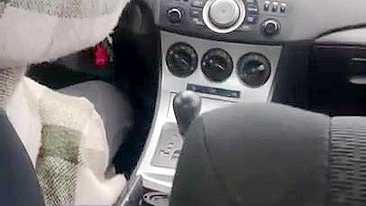 Lustful man jerks off his XXX dick to the female driver in the car