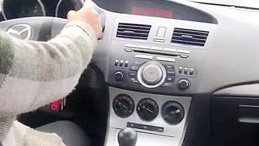 Lustful man jerks off his XXX dick to the female driver in the car