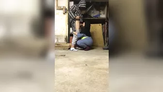 Elderly Muslim guy enjoys having his dick blown by XXX teen whore