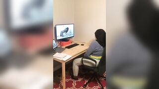 Guy catches Muslim stepsister masturbating while watching XXX clips