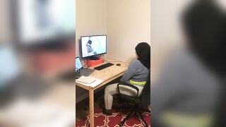 Guy catches Muslim stepsister masturbating while watching XXX clips