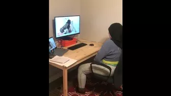 Guy catches Muslim stepsister masturbating while watching XXX clips
