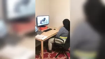 Guy catches Muslim stepsister masturbating while watching XXX clips