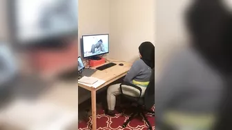 Guy catches Muslim stepsister masturbating while watching XXX clips