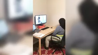 Guy catches Muslim stepsister masturbating while watching XXX clips Guy catches Muslim stepsister masturbating while watching XXX clips