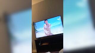 Solo Arabic hottie watches lesbian porn and teases her XXX pussy