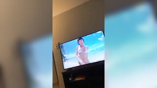Solo Arabic hottie watches lesbian porn and teases her XXX pussy