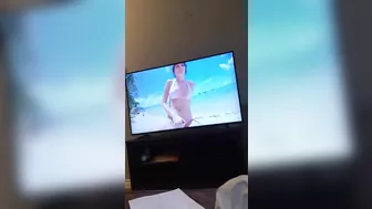 Solo Arabic hottie watches lesbian porn and teases her XXX pussy