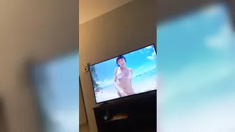 Solo Arabic hottie watches lesbian porn and teases her XXX pussy