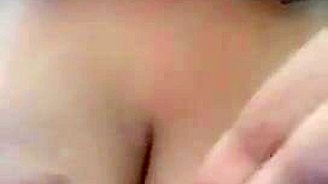 Slutty female plays with her big Arabic tits while sucking XXX cock