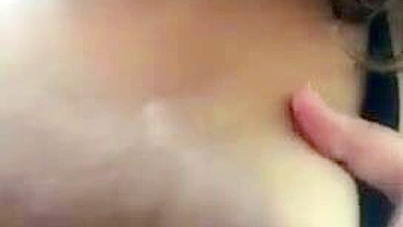 Slutty female plays with her big Arabic tits while sucking XXX cock