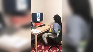 Lebanese in hijab shows XXX tits on webcam with black dude at home