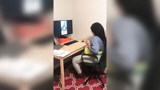 Lebanese in hijab shows XXX tits on webcam with black dude at home