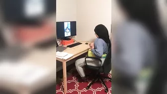 Lebanese in hijab shows XXX tits on webcam with black dude at home