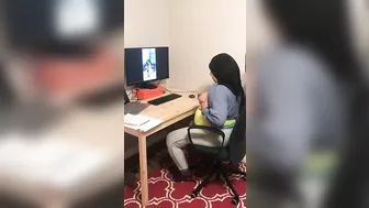Lebanese in hijab shows XXX tits on webcam with black dude at home