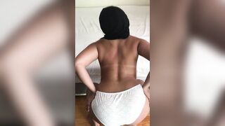 Egyptian XXX mom in hijab slowly takes off panties to reveal ass