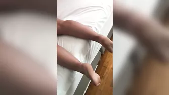 Man spanks big XXX ass of his cuffed Moroccan girlfriend on the bed