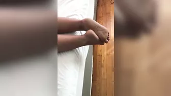 Man spanks big XXX ass of his cuffed Moroccan girlfriend on the bed