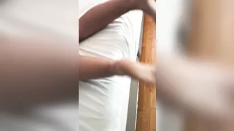 Man spanks big XXX ass of his cuffed Moroccan girlfriend on the bed