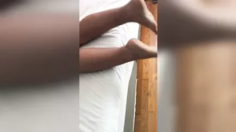 Man spanks big XXX ass of his cuffed Moroccan girlfriend on the bed