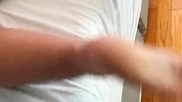 Man spanks big XXX ass of his cuffed Moroccan girlfriend on the bed