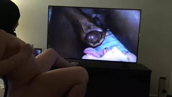 Nude Saudi Arabia girl plays with XXX cunt when watching black cocks