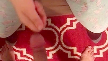 POV clip of cute Arab pregnant mom stroking hubby's erect XXX pecker