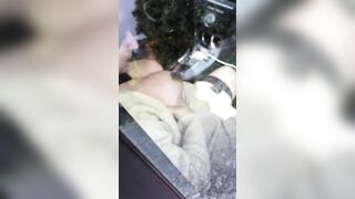 Hot Arab mom in XXX stockings touches boobs and masturbates in the car