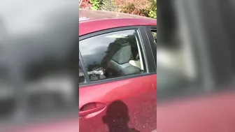 Hot Arab mom in XXX stockings touches boobs and masturbates in the car