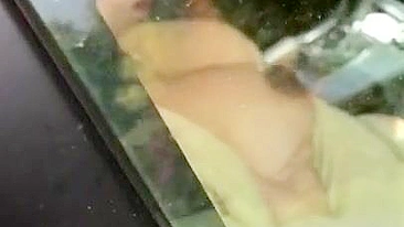 Hot Arab mom in XXX stockings touches boobs and masturbates in the car