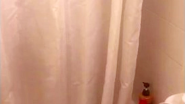 Lecherous Arab mom is captured naked in shower by the XXX cameraman