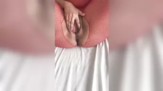 Beautiful Egyptian woman in red bodystocking is in XXX mood to masturbate