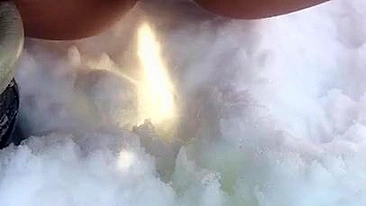 Pissing on show is XXX dream of Muslim mom who does it till last drop