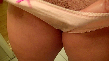 Man covers pink panties of perverted Dubai mom with his XXX sperm in toilet