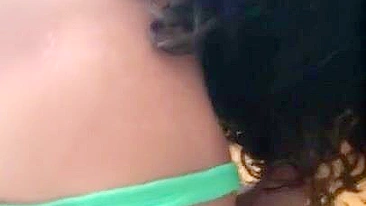 Palestinian mom in green bodysuit shows off tan lines on XXX curved ass