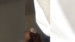 XXX sex of Arab slut who masturbates with thick sex toy in the bathroom