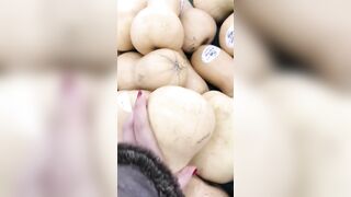 Perverted Algerian mom chooses veggies to tease her XXX pussy with